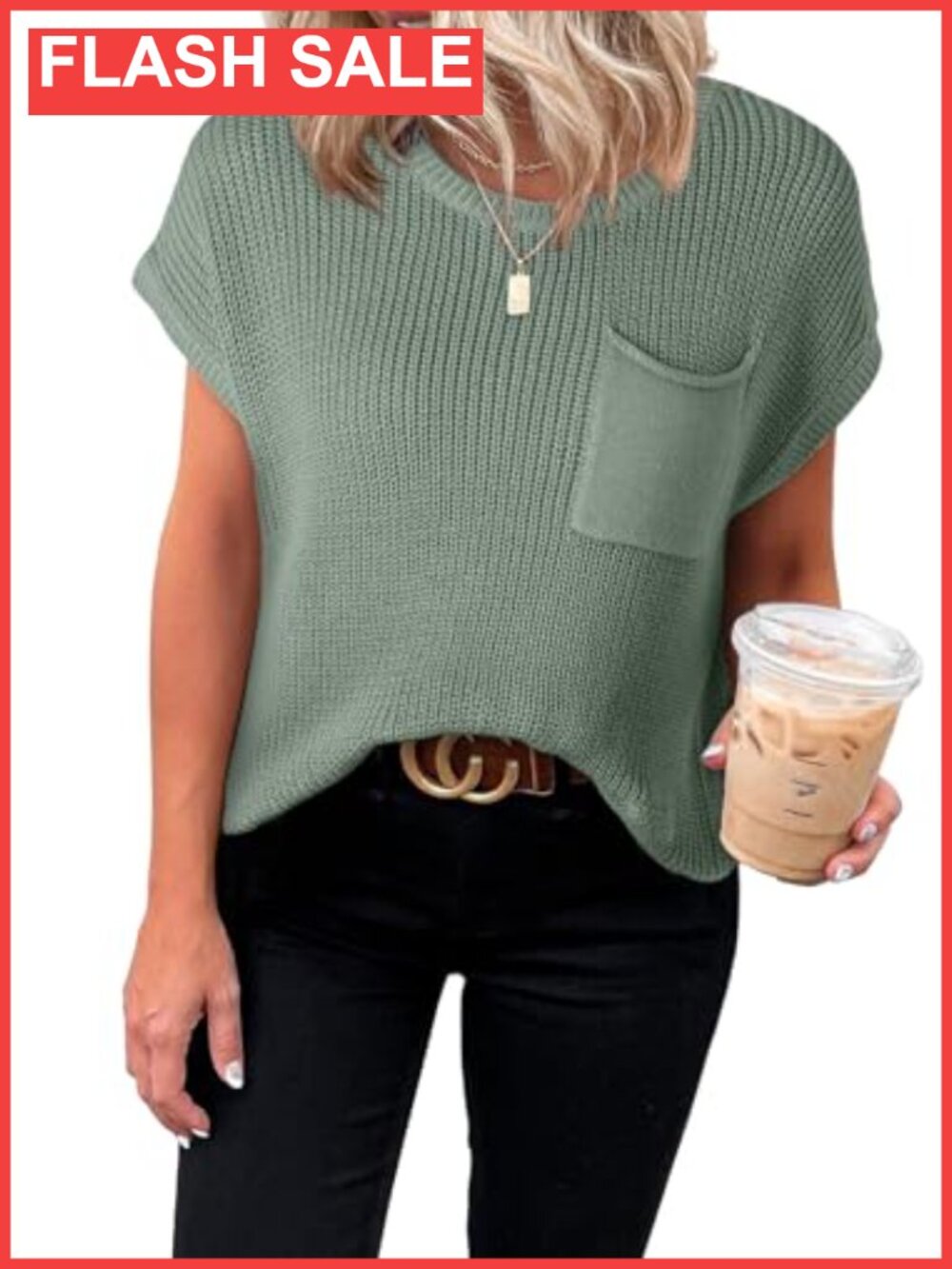 Short Sleeve Tunic Sweater Business Casual Knit Top Loose Fit Pullover